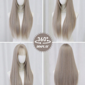 วิกผมยาวพิเศษตรงสีเทาหม่นอ่อน 30 นิ้ว