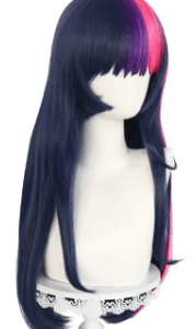 วิกคอสเพลย์เทศกาลฮาโลวีนมีประกายยาวสีฟ้าม่วง