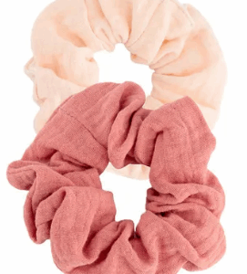 2 Cotton Gauze Scrunchies