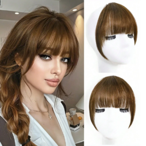 กิ๊บผมหน้าม้าสีน้ำตาลอ่อนพร้อมจอน 6 นิ้ว